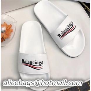 Super Quality Balenciaga Slides Sandals Political Campain Logo B93713 White