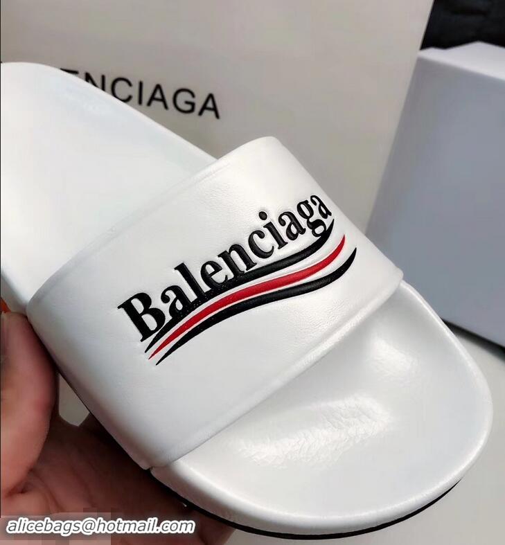 Super Quality Balenciaga Slides Sandals Political Campain Logo B93713 White