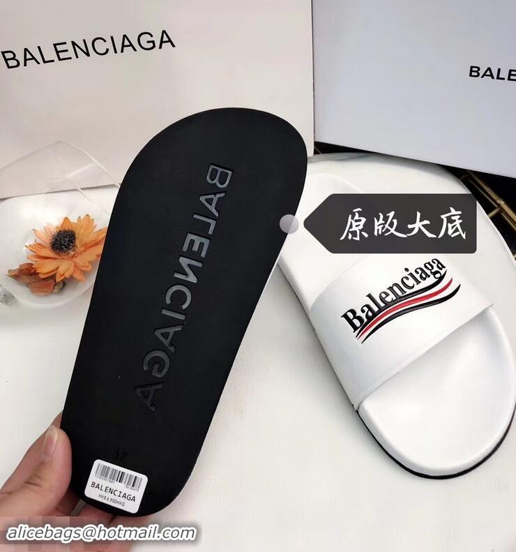 Super Quality Balenciaga Slides Sandals Political Campain Logo B93713 White