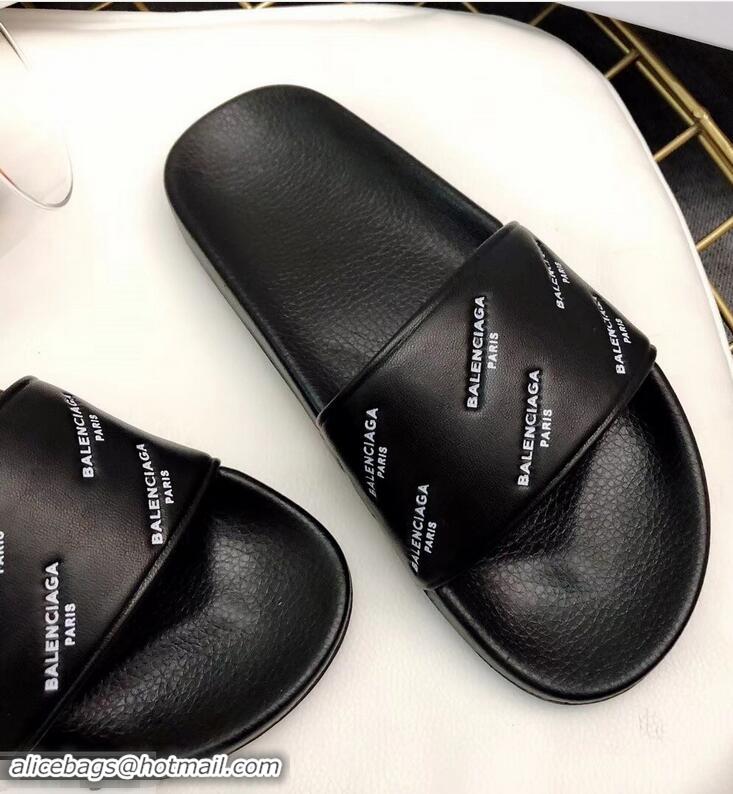 Low Cost Balenciaga Slides Sandals Logo Paris B93716 Black