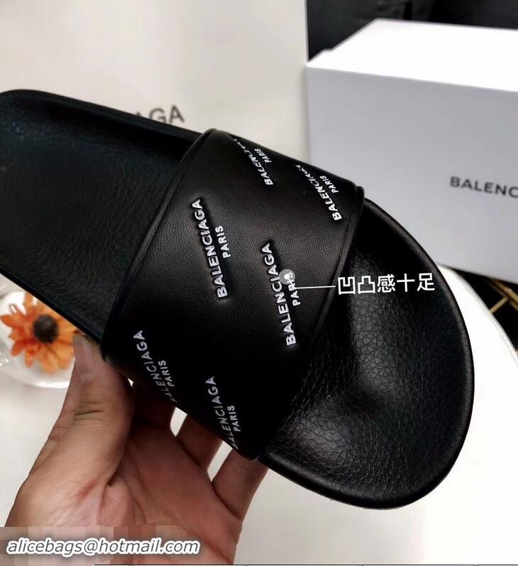 Low Cost Balenciaga Slides Sandals Logo Paris B93716 Black