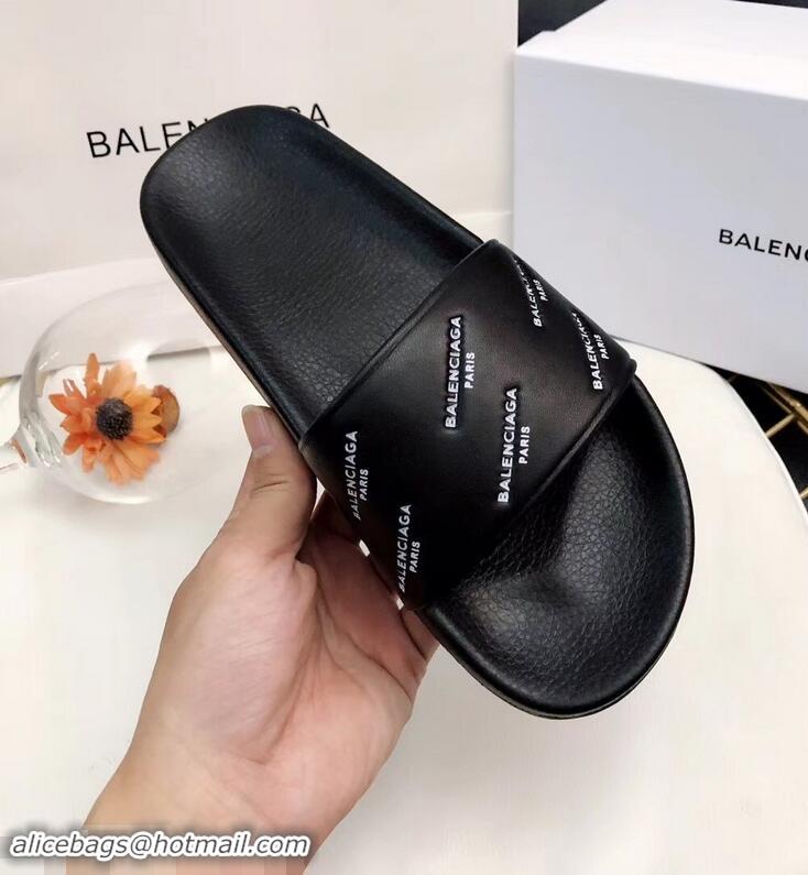 Low Cost Balenciaga Slides Sandals Logo Paris B93716 Black