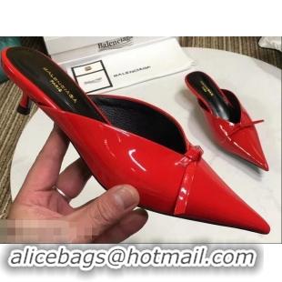 Low Cost Balenciaga Kitten Heel 4cm Pointed Toe Knife Mules Bow Patent B94801 Yellow