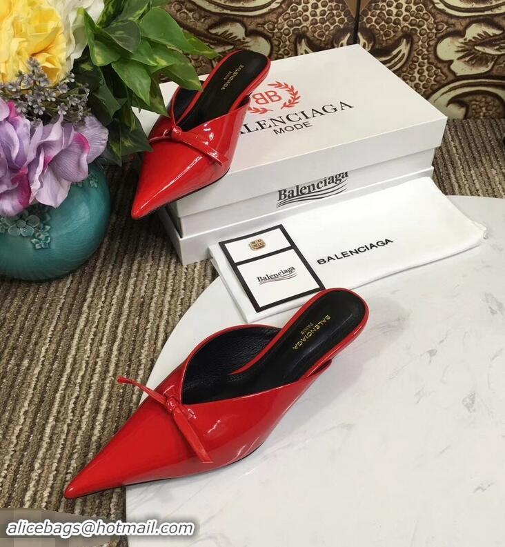 Low Cost Balenciaga Kitten Heel 4cm Pointed Toe Knife Mules Bow Patent B94801 Yellow