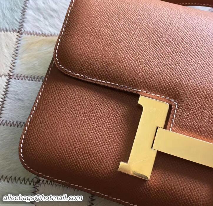 Good Looking Hermes Constance 23 Bag in original Epsom Leather 600933 camel