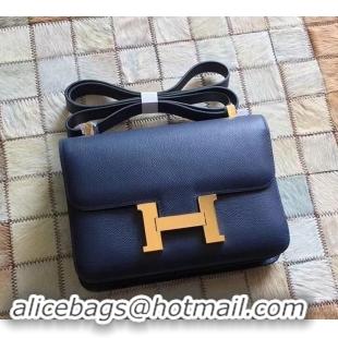 Classic Practical Hermes Constance 23 Bag in original Epsom Leather 600933 navy blue