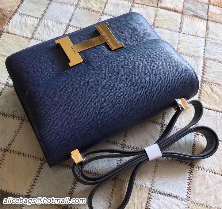 Classic Practical Hermes Constance 23 Bag in original Epsom Leather 600933 navy blue