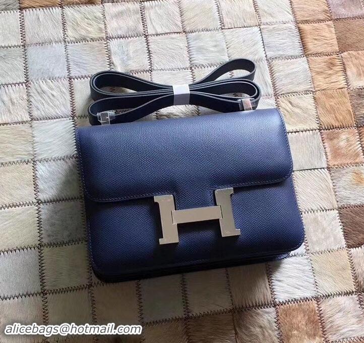 Classic Practical Hermes Constance 23 Bag in original Epsom Leather 600933 navy blue