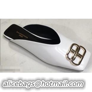 Low Cost Balenciaga BB Heel 2cm Square Toe Mules B94821 Glazed White 2019