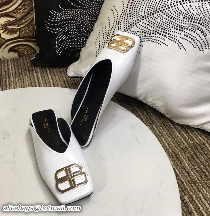 Low Cost Balenciaga BB Heel 2cm Square Toe Mules B94821 Glazed White 2019