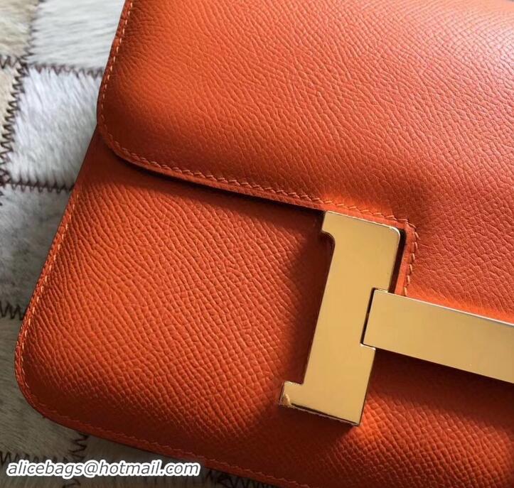 Elegant Hermes Constance 23 Bag in original Epsom Leather 600933 orange