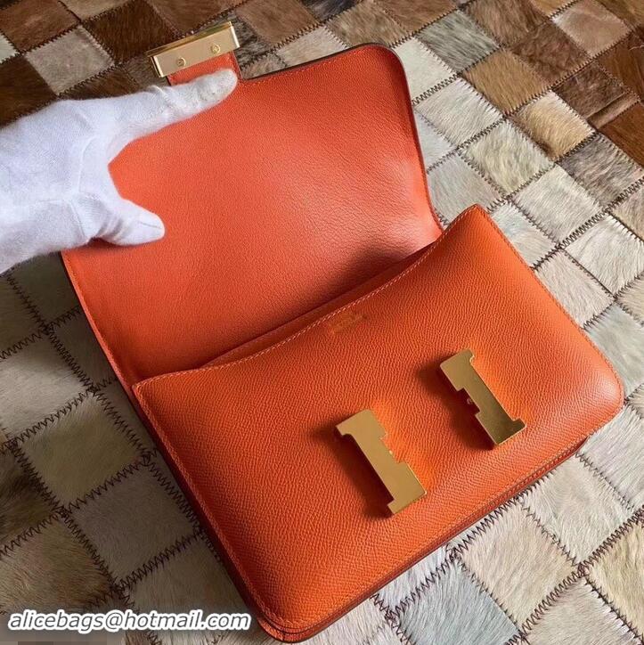 Elegant Hermes Constance 23 Bag in original Epsom Leather 600933 orange