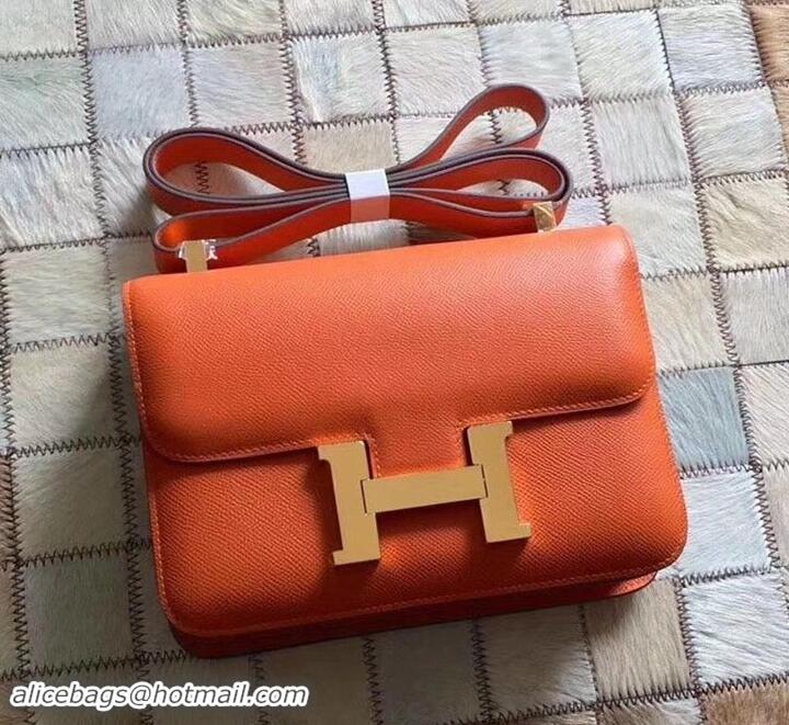 Elegant Hermes Constance 23 Bag in original Epsom Leather 600933 orange