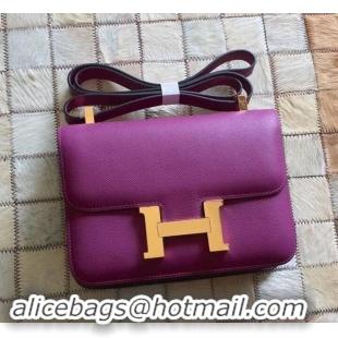 Crafted Hermes Constance 23 Bag in original Epsom Leather 600933 purple