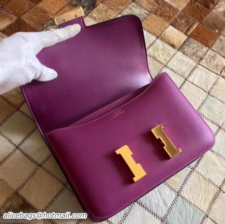 Crafted Hermes Constance 23 Bag in original Epsom Leather 600933 purple