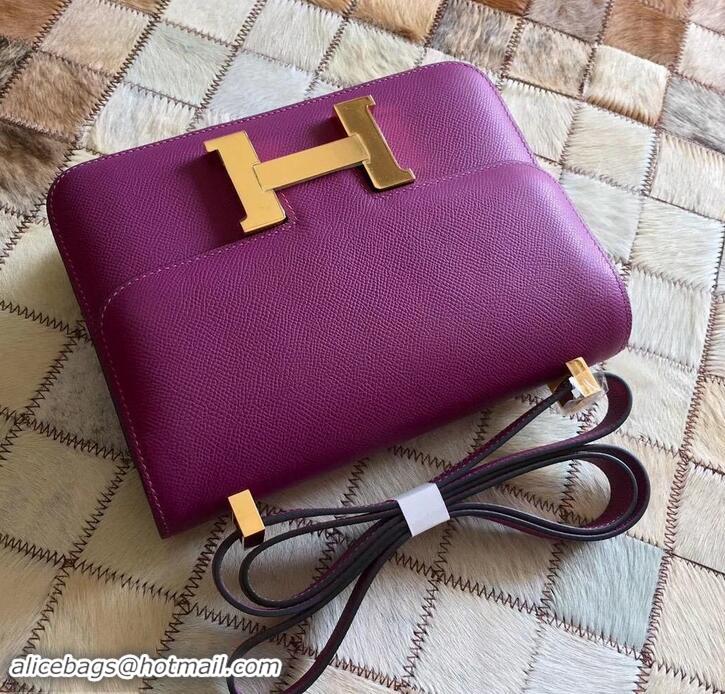 Crafted Hermes Constance 23 Bag in original Epsom Leather 600933 purple