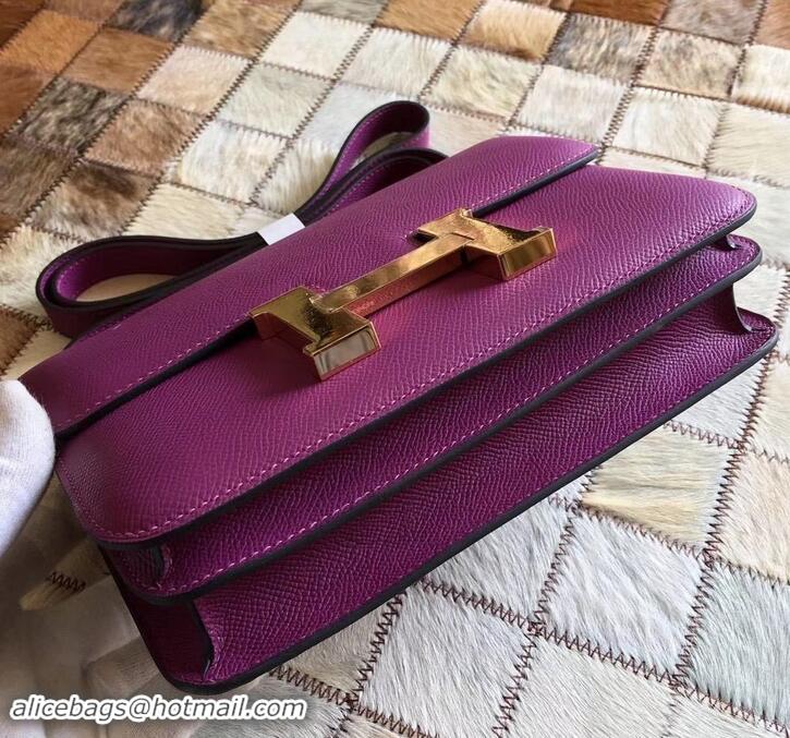 Crafted Hermes Constance 23 Bag in original Epsom Leather 600933 purple