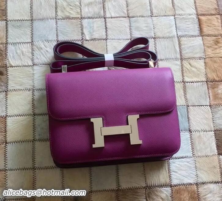 Crafted Hermes Constance 23 Bag in original Epsom Leather 600933 purple