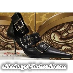 Good Taste Balenciaga Heel 8cm Belt Ankle Strap Pumps B95712 Black 2019