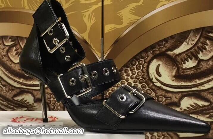 Good Taste Balenciaga Heel 8cm Belt Ankle Strap Pumps B95712 Black 2019