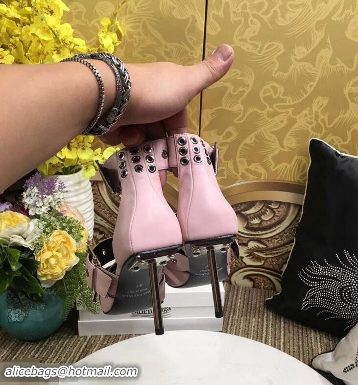 AAAAA Imitation Balenciaga Heel 8cm Belt Ankle Strap Pumps B95712 Pink 2019