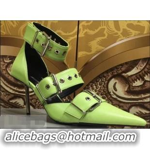 Duplicate Balenciaga Heel 8cm Belt Ankle Strap Pumps B95712 Green 2019