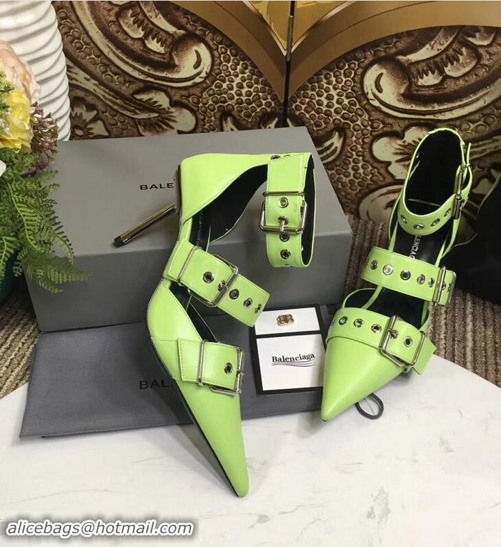 Duplicate Balenciaga Heel 8cm Belt Ankle Strap Pumps B95712 Green 2019