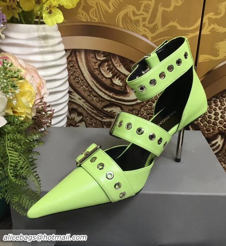 Duplicate Balenciaga Heel 8cm Belt Ankle Strap Pumps B95712 Green 2019