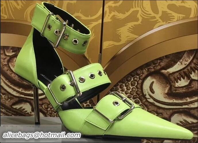 Duplicate Balenciaga Heel 8cm Belt Ankle Strap Pumps B95712 Green 2019