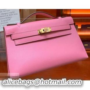 Charming Hermes Kelly 22 Clutch Bag In Original Swift Leather 601011 Pink