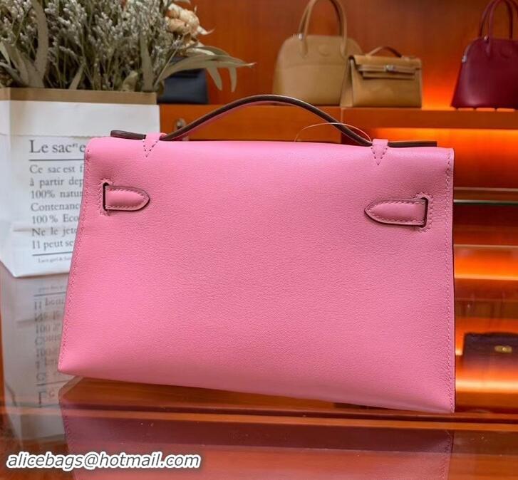 Charming Hermes Kelly 22 Clutch Bag In Original Swift Leather 601011 Pink