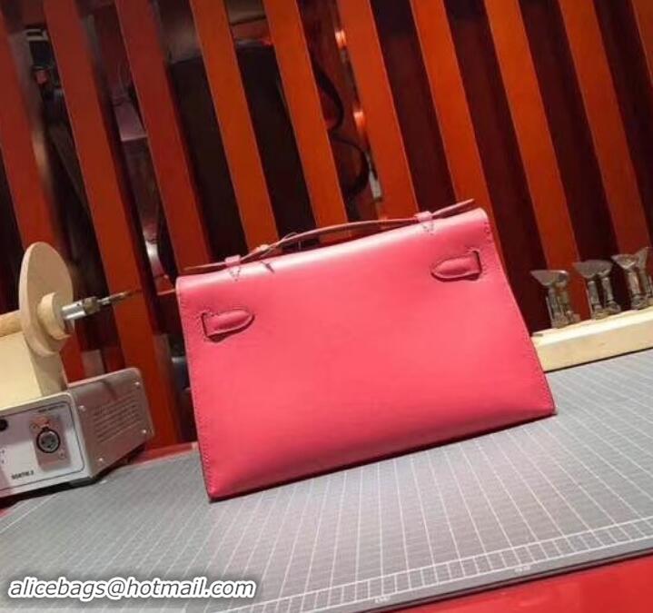 Low Cost Hermes Kelly 22 Clutch Bag In Original Swift Leather 601011 Fuchsia