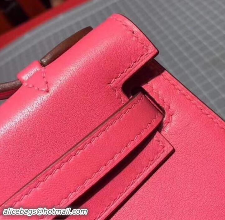 Low Cost Hermes Kelly 22 Clutch Bag In Original Swift Leather 601011 Fuchsia