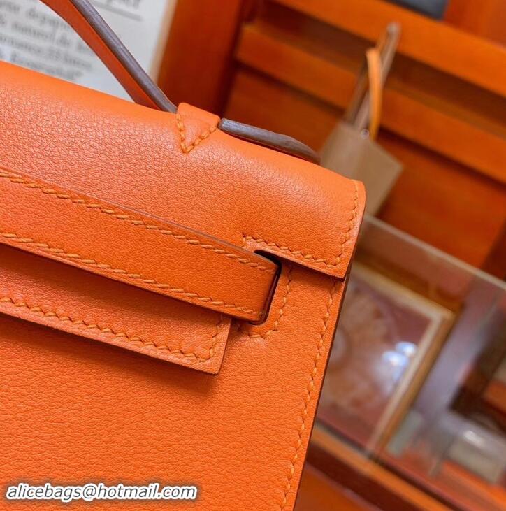 Promotional Hermes Kelly 22 Clutch Bag In Original Swift Leather 601011 Orange