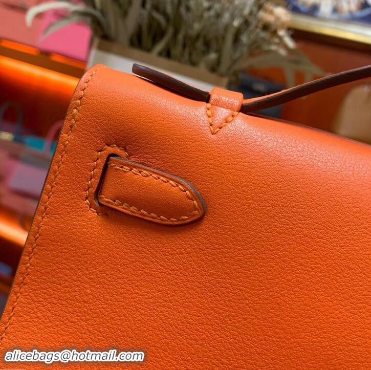 Promotional Hermes Kelly 22 Clutch Bag In Original Swift Leather 601011 Orange