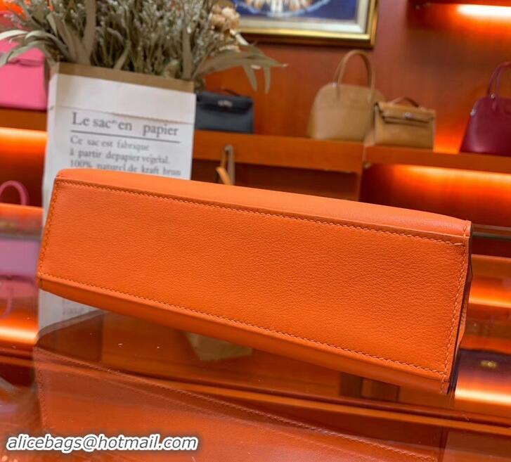 Promotional Hermes Kelly 22 Clutch Bag In Original Swift Leather 601011 Orange