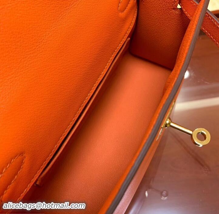 Promotional Hermes Kelly 22 Clutch Bag In Original Swift Leather 601011 Orange