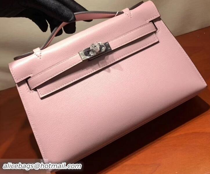 New Style Hermes Kelly 22 Clutch Bag In Original Swift Leather 601011 Cherry Pink