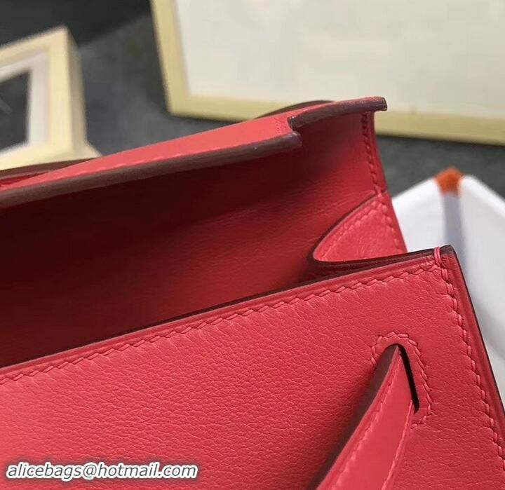 New Design Hermes Kelly 22 Clutch Bag In Original Swift Leather 601011 Red