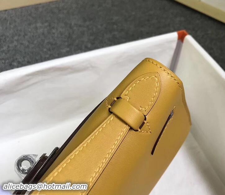 Good Quality Hermes Kelly 22 Clutch Bag In Original Swift Leather 601011 Yellow