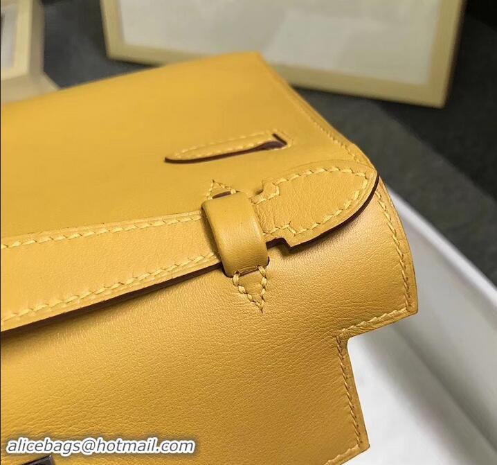 Good Quality Hermes Kelly 22 Clutch Bag In Original Swift Leather 601011 Yellow