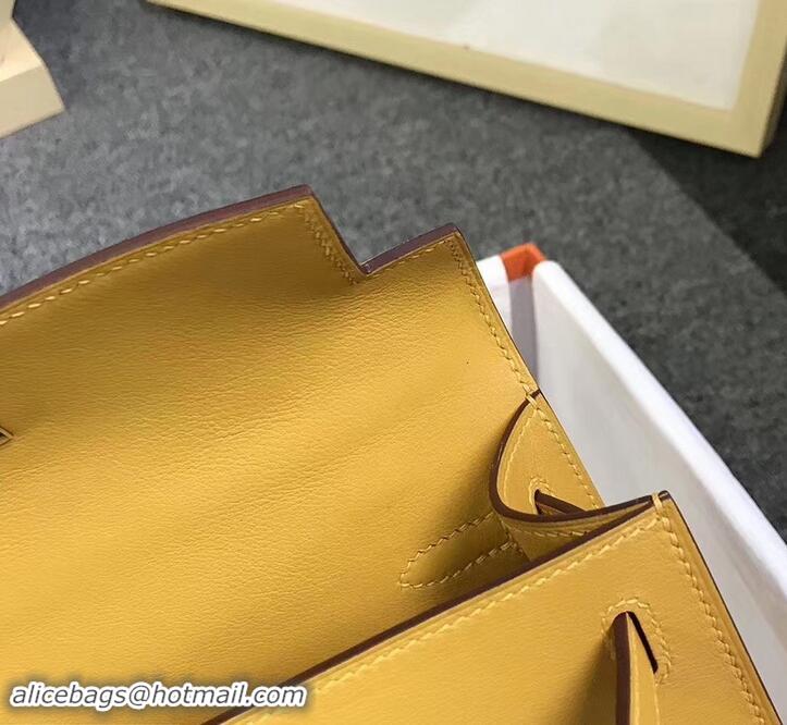 Good Quality Hermes Kelly 22 Clutch Bag In Original Swift Leather 601011 Yellow