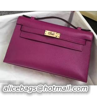 Best Design Hermes Kelly 22 Clutch Bag In Original Swift Leather 601011 Purple