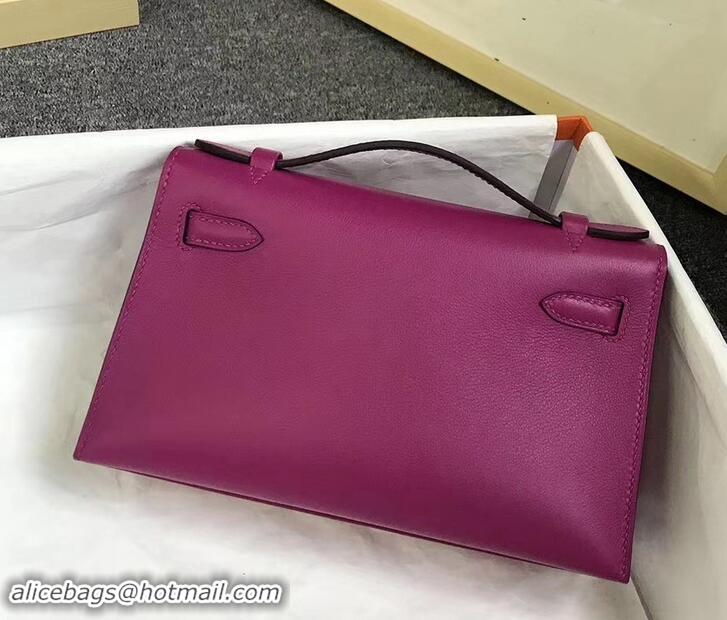 Best Design Hermes Kelly 22 Clutch Bag In Original Swift Leather 601011 Purple