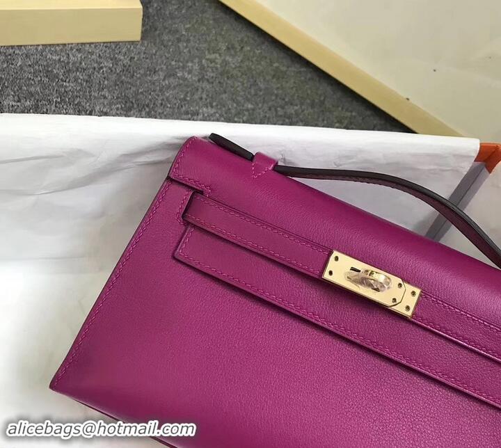 Best Design Hermes Kelly 22 Clutch Bag In Original Swift Leather 601011 Purple