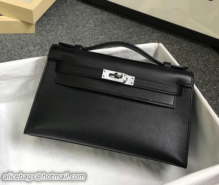 Best Price Hermes Kelly 22 Clutch Bag In Original Swift Leather 601011 Black