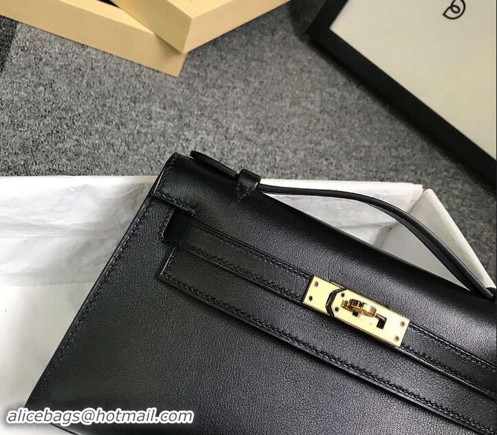 Best Price Hermes Kelly 22 Clutch Bag In Original Swift Leather 601011 Black