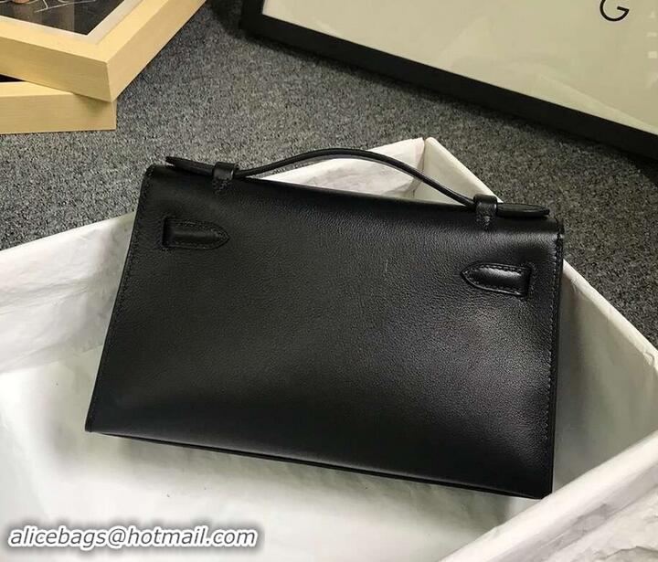 Best Price Hermes Kelly 22 Clutch Bag In Original Swift Leather 601011 Black