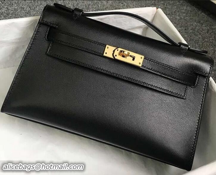 Best Price Hermes Kelly 22 Clutch Bag In Original Swift Leather 601011 Black