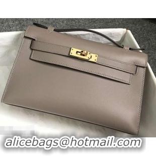 Discount Hermes Kelly 22 Clutch Bag In Original Swift Leather 601011 Gray